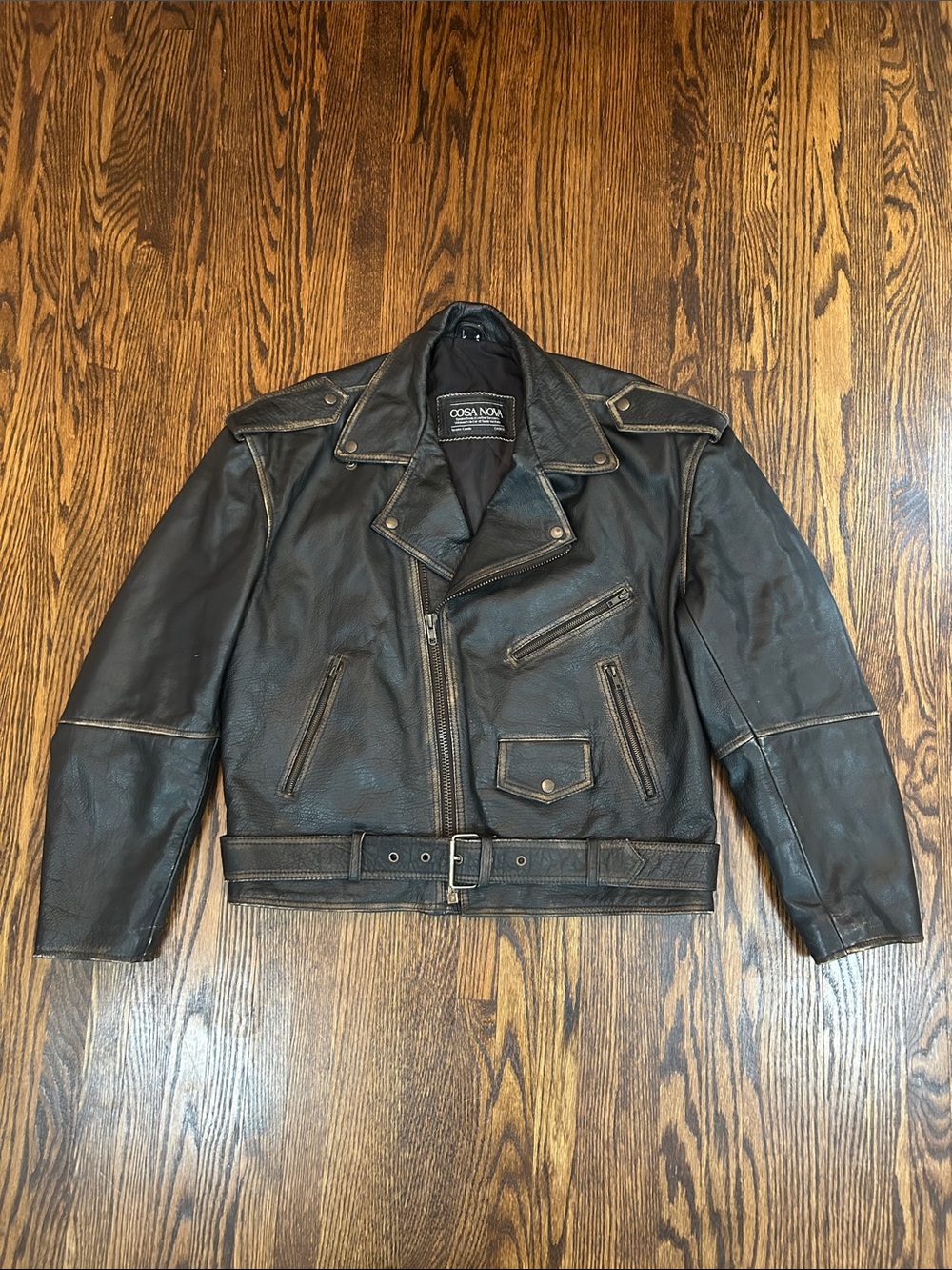 Vintage 90s Motorcycle Style Leather Jacket